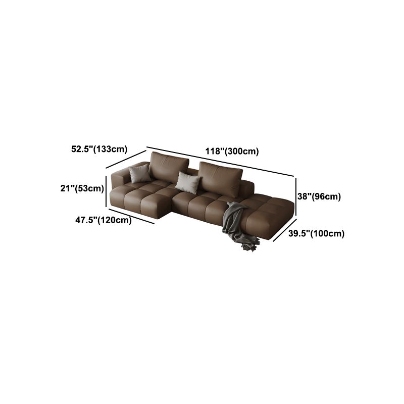Dark Brown Faux Leather Sectional Stain-Resistant One Arm Sectional for Living Room Clearhalo 'furn' 'furn_sectionals' 'Furniture' 'Living Room Furniture' 'Sectionals' 1200x1200_29df8eec-7ba4-4ca4-a197-b576d4599eb2