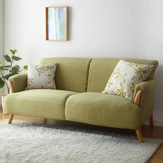 Modern Stationary Settee Solid Color Recessed Arm Sofa for Living Room