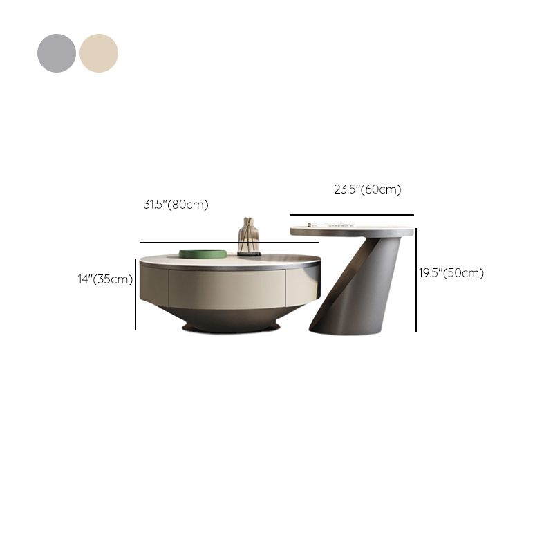 Modern Pedestal Coffee Table Slate Round 2-Piece Coffee Table Set Clearhalo 'Coffee & Accent Tables' 'Coffee Tables' 'coffee_tables' 'furn' 'furn_coffee_tables' 'Furniture' 'Living Room Furniture' 1200x1200_29e0787f-4ea1-4315-bc3c-3da5b4a0d4b3