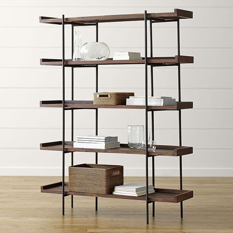 Etagere Open Back Bookshelf Wooden Industrial Bookcase with Shelves Clearhalo 'Bookcases' 'furn' 'furn_bookcases' 'Furniture' 'Office Furniture' 1200x1200_29e136b6-cf9c-41b2-857c-f4734fe04d01