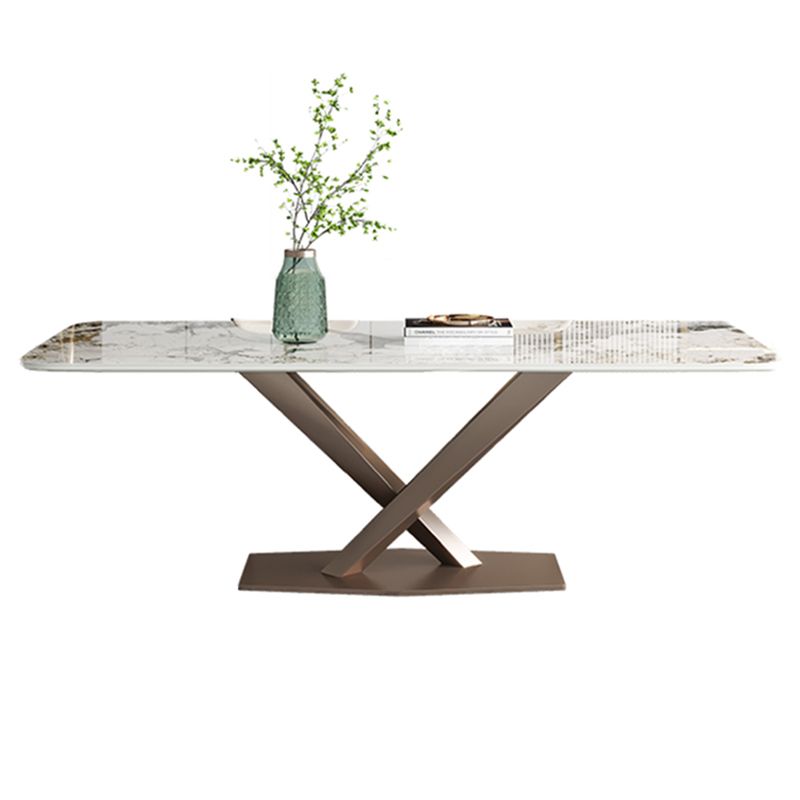 Metal Contemporary Rectangular Dining Table Sintered Stone Table with Pedestal Clearhalo ' dining_table' 'Dining Tables & Seating' 'Dining Tables' 'furn' 'furn_dining_table' 'Furniture' 'furniture_dining_table' 'Kitchen & Dining Furniture' 'kitchen&dining_furn' 'kitchen' 'kitchen_dining_table' 1200x1200_29e25ca9-6cb5-4295-ac20-69fc707faf95