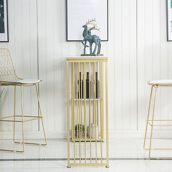 Glam Iron Bar Dining Table White Faux Marble Top Rectangle Indoor Bistro Table with Shelf Clearhalo 'Bar Furniture' 'Bar Tables' 'bar_tables' 'furn' 'furn_bar_tables' 'Furniture' 'furniture_bar_tables' 'Kitchen & Dining Furniture' 1200x1200_29e261f5-74e1-4c65-a28d-c75c8d7220eb