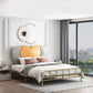 Metal Panel Bed Glam 51" Tall Standard Bed with Upholstered Headboard