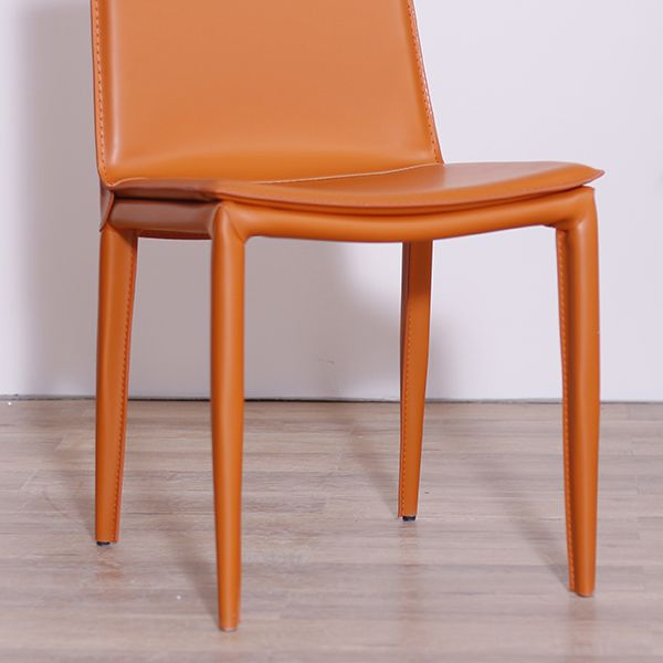 Contemporary Style Leather Dining Side Chair Solid Back Armless Side Chair Clearhalo ' kitchen&dining_furn' 'Dining Chairs' 'Dining Tables & Seating' 'dining_chair' 'furn' 'furn_dining_chair' 'Furniture' 'furniture_dining_chair' 'Kitchen & Dining Furniture' 'kitchen' 1200x1200_29e3ecc9-6476-4a16-a411-a5ccd354f490