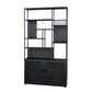 78.74" H Industrial Black Shelf Bookcase Etagere Metal Bookshelf