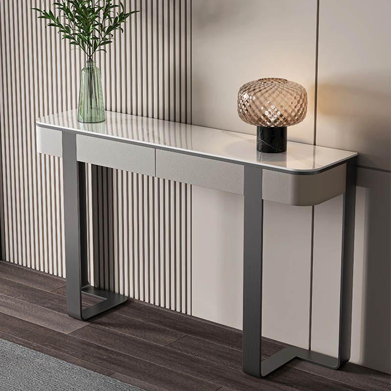 Tabella della console rettangolare moderna Tabella di divano console in grigio/oro