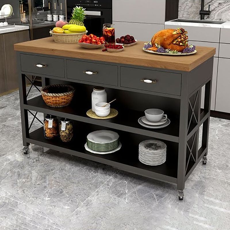 Tavolo da cucina stazionario del carrello da cucina in legno contemporaneo con deposito aperto