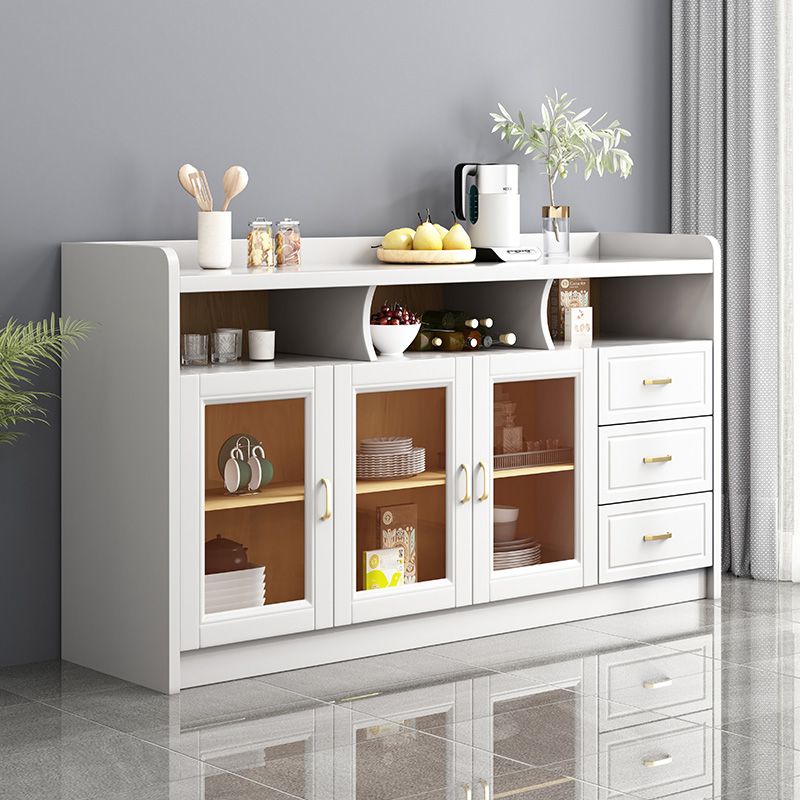 Contemporary Sideboard Rubber Wood Sideboard with Door and Drawer for Dining Room Clearhalo 'buffet_sideboard' 'Buffets & Sideboards' 'furn' 'furn_buffet_sideboard' 'Furniture' 'Kitchen & Dining Furniture' 1200x1200_29e7152e-113d-46ea-ba85-610861635684