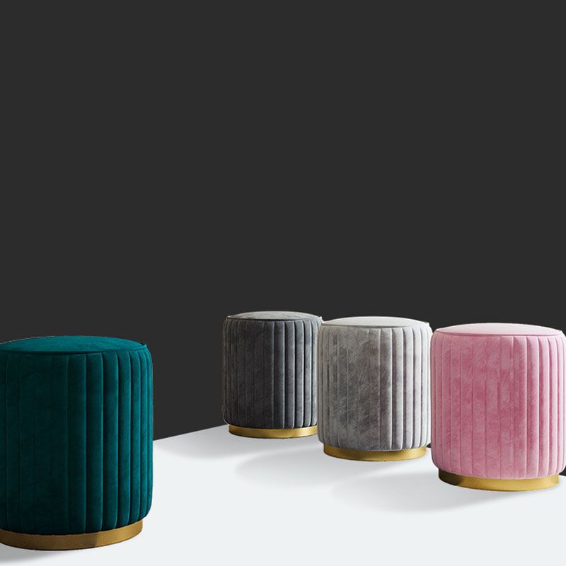 Solid Color Flannel Standard Stool Modern Style Simple Round Stool ...