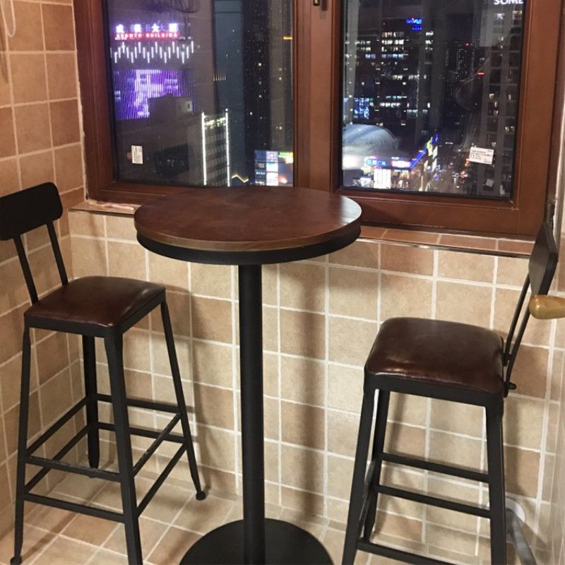 Industrial Style Black Iron Bar Table Brown Wood Top Bistro Table for Cafe Clearhalo 'Bar Furniture' 'Bar Tables' 'bar_tables' 'furn' 'furn_bar_tables' 'Furniture' 'furniture_bar_tables' 'Kitchen & Dining Furniture' 'kitchen&dining_furn' 'kitchen' 1200x1200_29ee3004-46fc-4c8c-88a6-377ffbf9be79