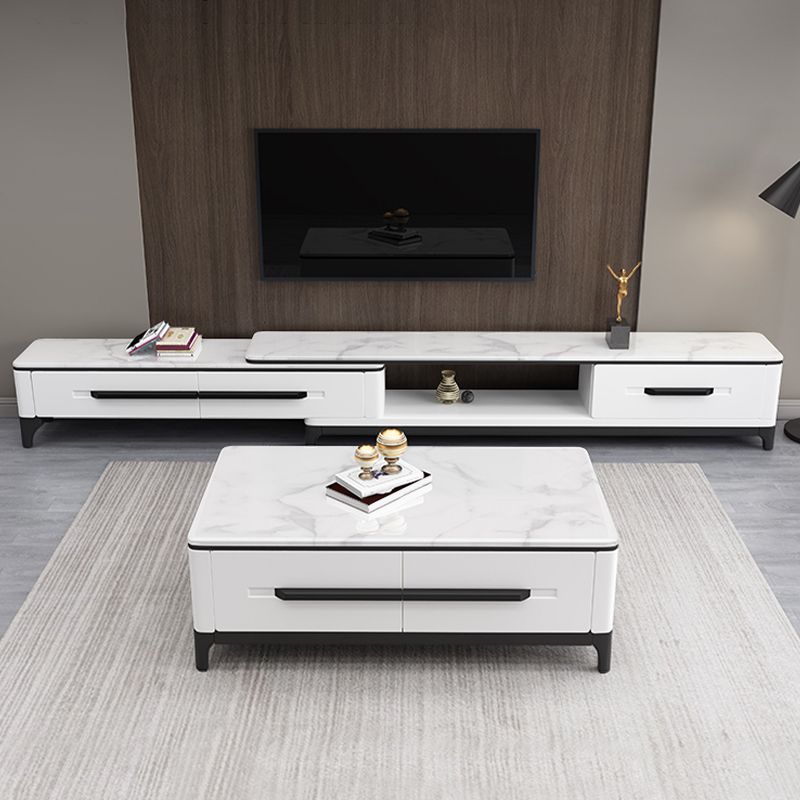 2 Drawers TV Console Modern Stone Media Console with Splayed Wooden Legs Clearhalo 'furn' 'furn_tv_stands_entertainment_centers' 'Furniture' 'Living Room Furniture' 'TV Stands & Entertainment Centers' 'TV Stands & Media Storage Furniture' 'tv_stands_entertainment_centers' 1200x1200_29ee82d4-9236-472b-8dbc-7974362050c1