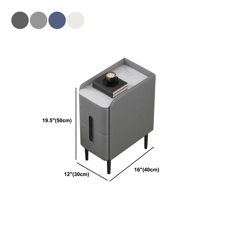 20 Zoll großer Nachttisch moderner Stein-Faux-Leder 2-Dränger-Beine inklusive Nachttisch enthalten