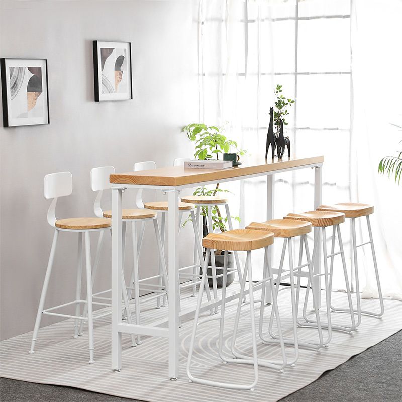 Industrial Rectangle Solid Wood Bar Table Set 1/5/9 Pieces Counter Table with High Stools Clearhalo 'Bar Furniture' 'furn' 'furn_home_bar_bar_sets' 'Furniture' 'Home Bars & Bar Sets' 'home_bar_bar_sets' 'Kitchen & Dining Furniture' 1200x1200_29f13164-6251-4465-be5c-ff0ea09c5233