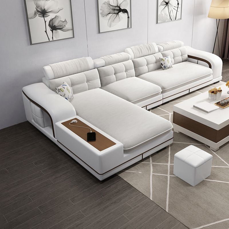 Velvet and Faux Leather Sloped Arms Modular Sectionals Sofa for Living Room Clearhalo 'furn' 'furn_sectionals' 'Furniture' 'Living Room Furniture' 'Sectionals' 1200x1200_29f39ffc-12ca-4988-a8d9-21fe531d6313