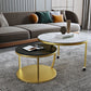 Contemporary Coffee Table Set Slate Round 2-Piece Coffee Cocktail Table