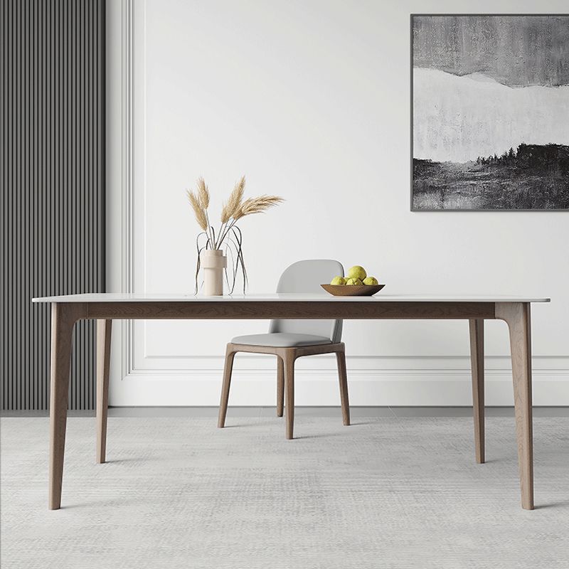 Mesa de comedor Mid-Century Mesa de comedor rectangular de piedra en blanco