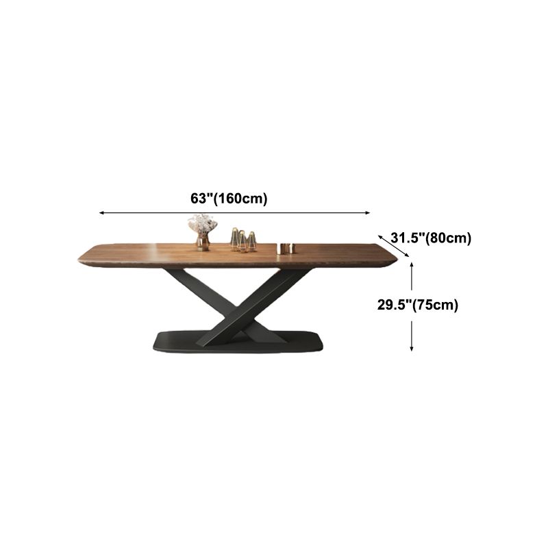 Table à manger industrielle avec plateau en bois marron, Table à manger rectangulaire pour cuisine
