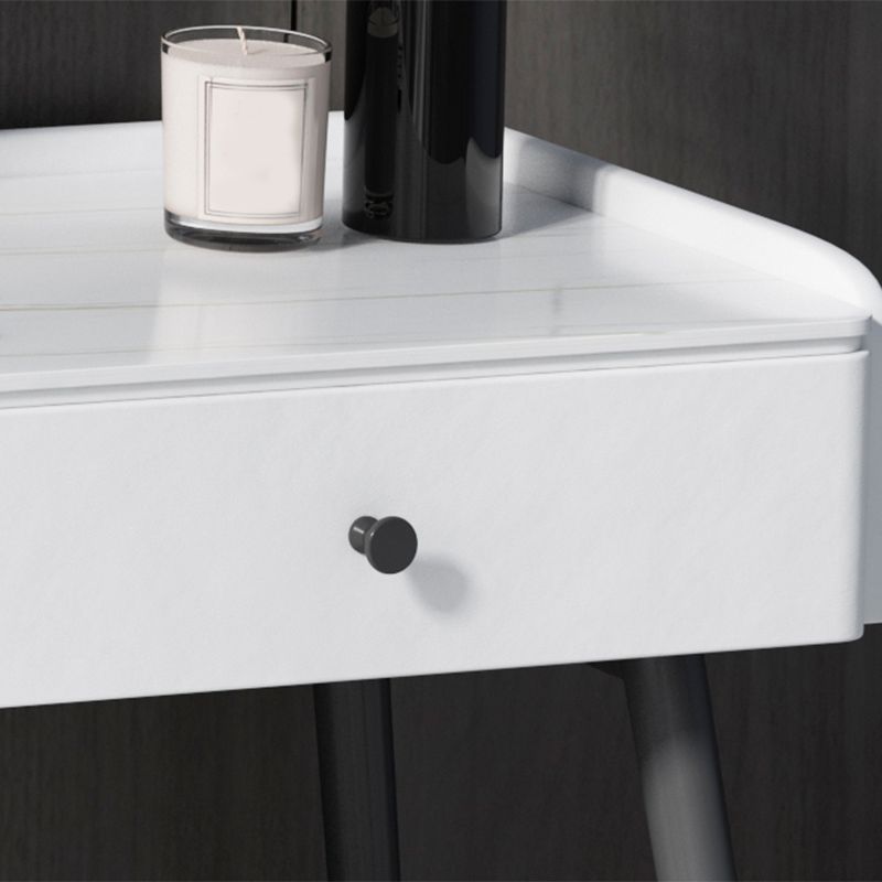 Set di sgabelli moderni per trucco per vanità in pietra bianca - 31,5 "/39.37" /47.24 "w