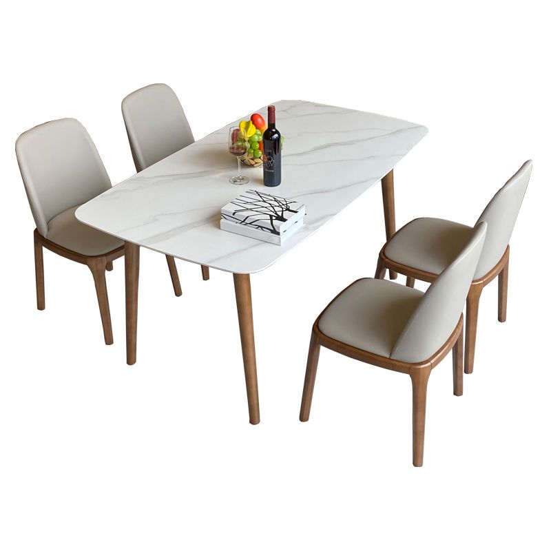 Modern Sintered Stone Dining Table Rectangular Dining Table Set with Solid Wood Base Clearhalo 'Dining Room Sets' 'Dining Tables & Seating' 'dining_room_set' 'furn' 'furn_dining_room_set' 'Furniture' 'furniture_dining_room_set' 'Kitchen & Dining Furniture' 'kitchen&dining_furn' 'kitchen' 1200x1200_29fabfd6-da3c-4a8a-9a5c-7e5782fda24d