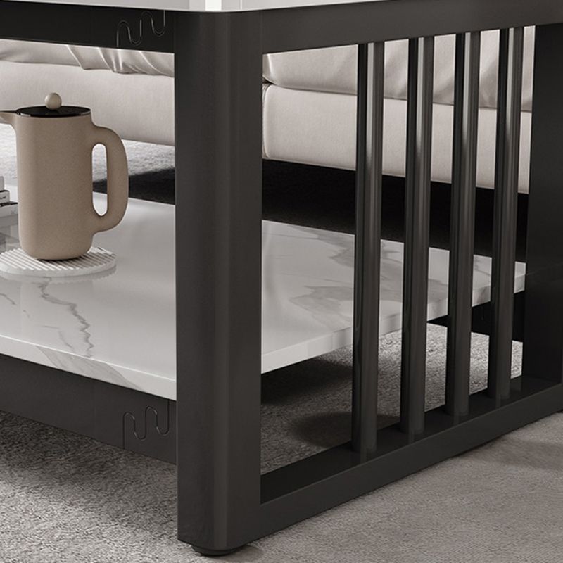 Slate 4 Legs Coffee Table Rectangle Single Coffee Table with Shelf Clearhalo 'Coffee & Accent Tables' 'Coffee Tables' 'coffee_tables' 'furn' 'furn_coffee_tables' 'Furniture' 'Living Room Furniture' 1200x1200_29fbc589-fad9-4f11-b9e9-8feea4f621be