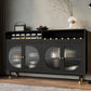 Schwarzes Sideboard aus Holz mit Tür, modernes, minimalistisches Wohnzimmer-Buffet-Sideboard