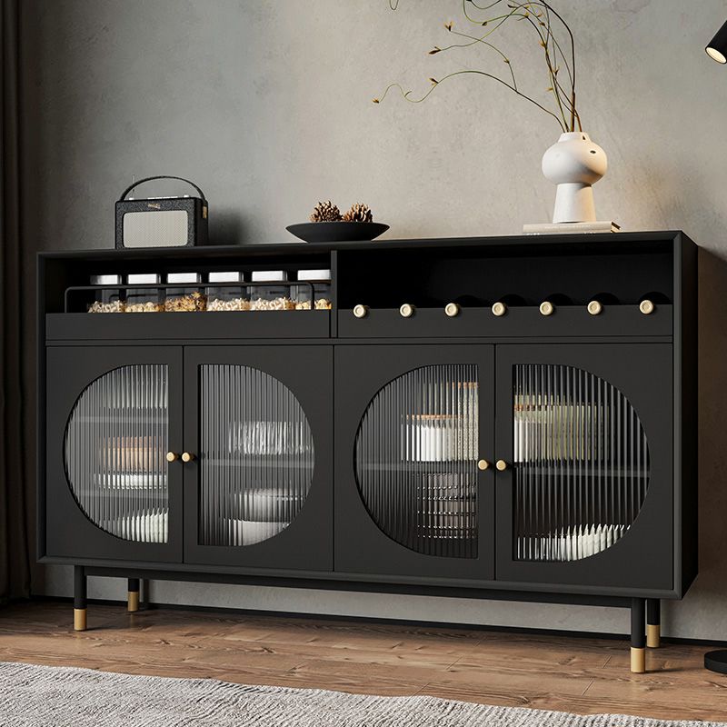 Schwarzes Sideboard aus Holz mit Tür, modernes, minimalistisches Wohnzimmer-Buffet-Sideboard