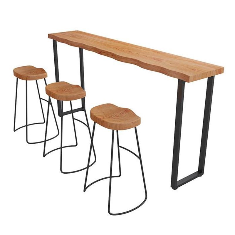 Tavolo da pranzo in legno di pino tavolo da bar moderno rettangolo con base di slitta per balcone