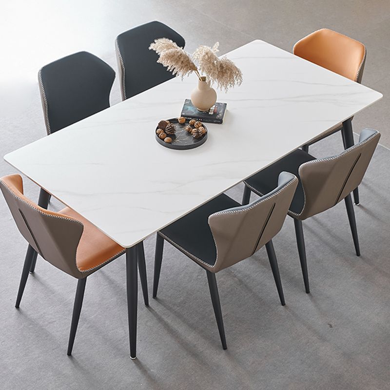 Metal Industrial Rectangle Dining Table Sintered Stone Table with Black Legs Clearhalo ' dining_table' 'Dining Tables & Seating' 'Dining Tables' 'furn' 'furn_dining_table' 'Furniture' 'furniture_dining_table' 'Kitchen & Dining Furniture' 'kitchen&dining_furn' 'kitchen' 'kitchen_dining_table' 1200x1200_29fe4362-46fa-4409-86dd-6cf241a117ff