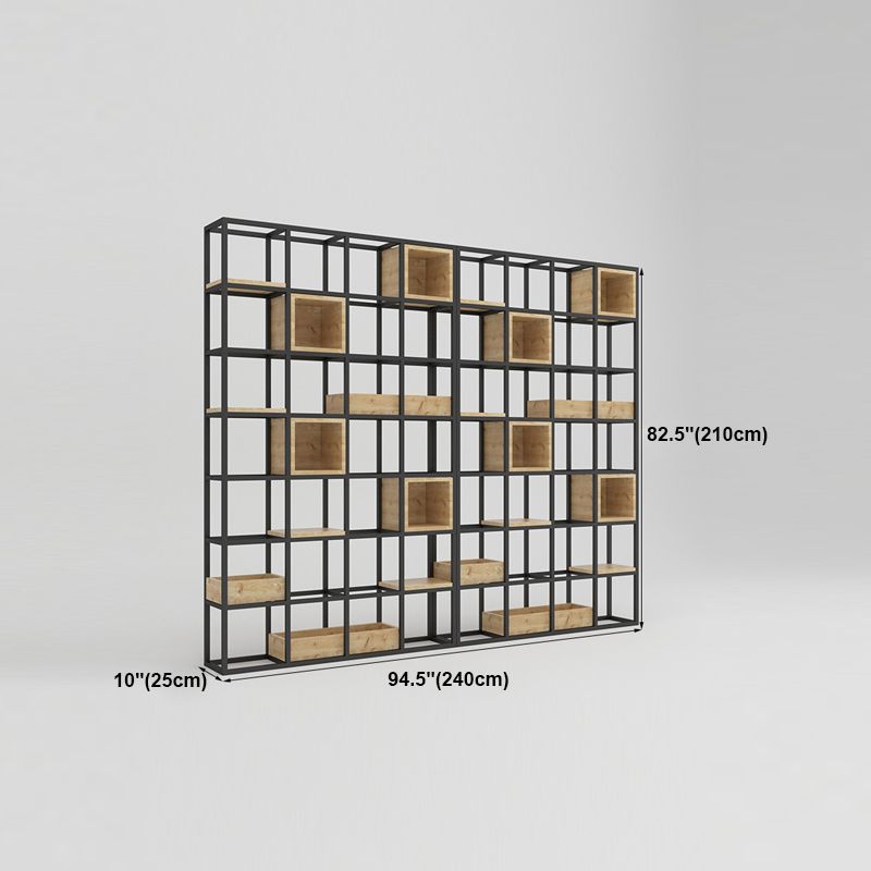 Modern Open Etagere Bookshelf with Black Iron Frame Pine Wood Shelf Clearhalo 'Bookcases' 'Furniture' 'furniture_bookcases' 'kitchen' 'kitchen_bookcases' 'Living Room Furniture' 'Office Furniture' 1200x1200_29ffe973-9d21-4d74-ae6f-dc7441480d93