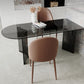 Mesa de comedor de tapa de vidrio moderna mesa de comedor de base de doble pedestal
