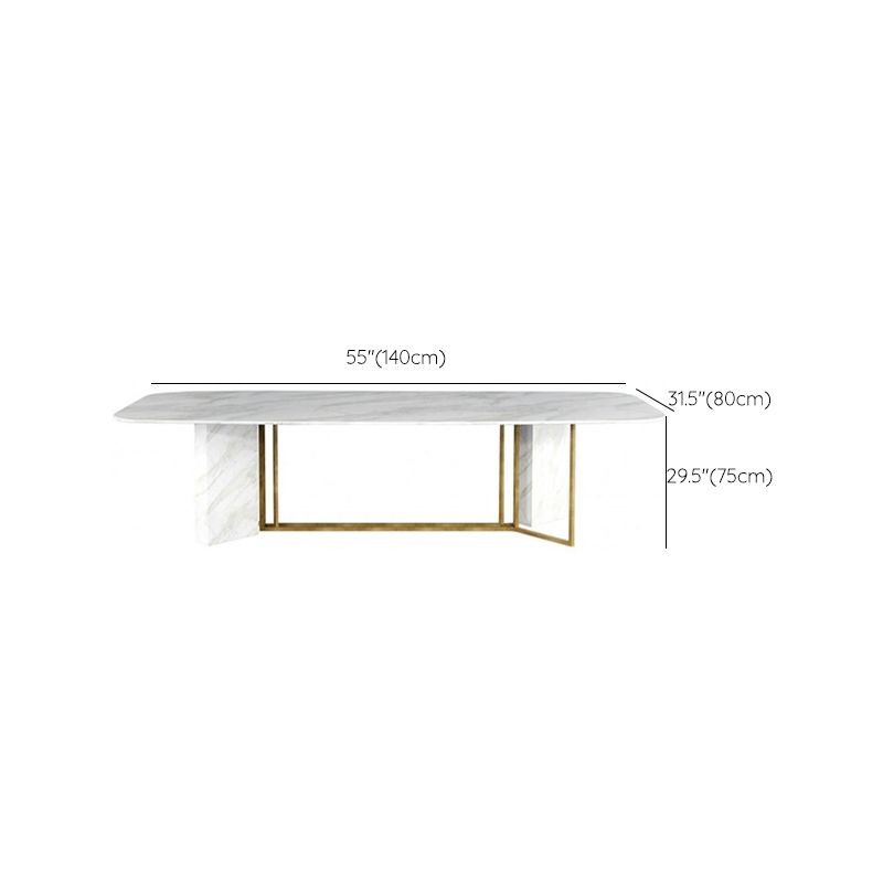 Glam Style Faux Marble Table Dining Rectangle Table with Metal Legs for Kitchen Clearhalo 'Dining Tables & Seating' 'Dining Tables' 'dining_table' 'furn' 'furn_dining_table' 'Furniture' 'Kitchen & Dining Furniture' 1200x1200_2a02938e-3443-4f29-b815-d71df0be8206