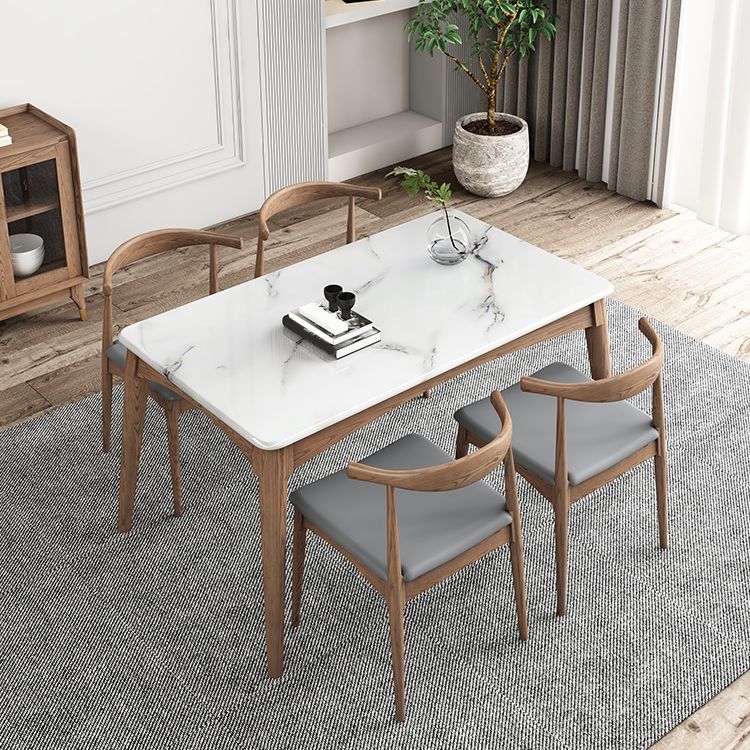 Medieval Modern Sintered Stone Table Kitchen Rectangle White Top Table with 4 Wood Legs Clearhalo ' dining_table' 'Dining Tables & Seating' 'Dining Tables' 'furn' 'furn_dining_table' 'Furniture' 'furniture_dining_table' 'Kitchen & Dining Furniture' 'kitchen&dining_furn' 'kitchen' 'kitchen_dining_table' 1200x1200_2a03f489-c9df-4ce4-bc67-e16fc76f06b5