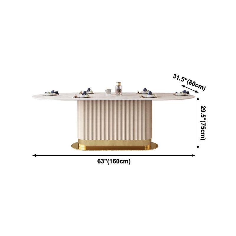 Traditional Luxury Dining Table Oval Sintered Stone Dining Table with Gold Frame Clearhalo ' dining_table' 'Dining Tables & Seating' 'Dining Tables' 'furn' 'furn_dining_table' 'Furniture' 'furniture_dining_table' 'Kitchen & Dining Furniture' 'kitchen&dining_furn' 'kitchen' 'kitchen_dining_table' 1200x1200_2a043906-c476-46b1-b5a8-be9c2142888f