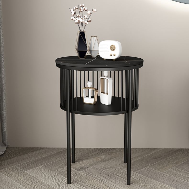 Contemporary Metal 4 Legs End Table Round Double Tier End Table Clearhalo 'Coffee & Accent Tables' 'End & Side Tables' 'end_side_tables' 'furn' 'furn_end_side_tables' 'Furniture' 'Living Room Furniture' 1200x1200_2a06ed85-9dad-44ff-a473-af0efe49a9e8
