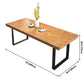 Modern Solid Wood Table Rectangle Dining Table with Metal Double Pedestal Base