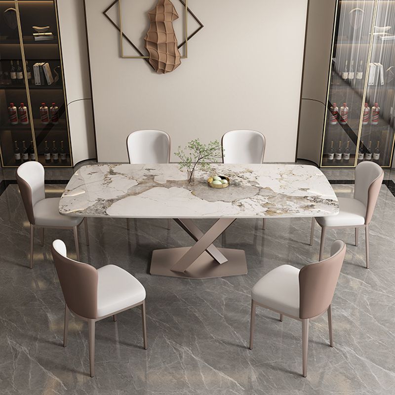 Glam Style Rectangle Table Set 1/2/5/7 Pieces Dining Set with Metal Legs Clearhalo 'Dining Room Sets' 'Dining Tables & Seating' 'dining_room_set' 'furn' 'furn_dining_room_set' 'Furniture' 'Kitchen & Dining Furniture' 1200x1200_2a081a40-99a1-4e83-a456-8bcfcbcecd46