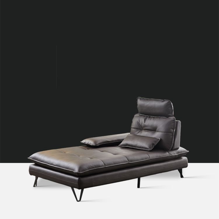 Living Room Black Leather Chaise Pillow Top Arms Modern Chaise Lounge Clearhalo 'Chairs & Seating' 'Chaise Lounge' 'chaise_lounge' 'furn' 'furn_chaise_lounge' 'Furniture' 'Living Room Furniture' 1200x1200_2a0923dc-b929-47d9-a0af-2ac15aeb3365