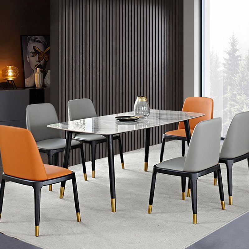 Noordse 1/4/5/7 stukken meubels rechthoekige stenen eettafel ingesteld in grijs