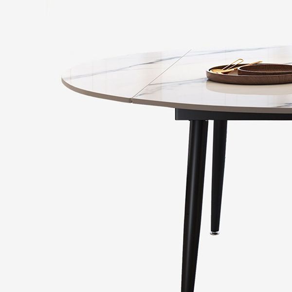 Modern Style Sintered Stone Dining Table White Round Table with Black Legs Clearhalo ' dining_table' 'Dining Tables & Seating' 'Dining Tables' 'furn' 'furn_dining_table' 'Furniture' 'furniture_dining_table' 'Kitchen & Dining Furniture' 'kitchen&dining_furn' 'kitchen' 'kitchen_dining_table' 1200x1200_2a0a832d-aa60-4f04-9f25-2cd9a7a5f468