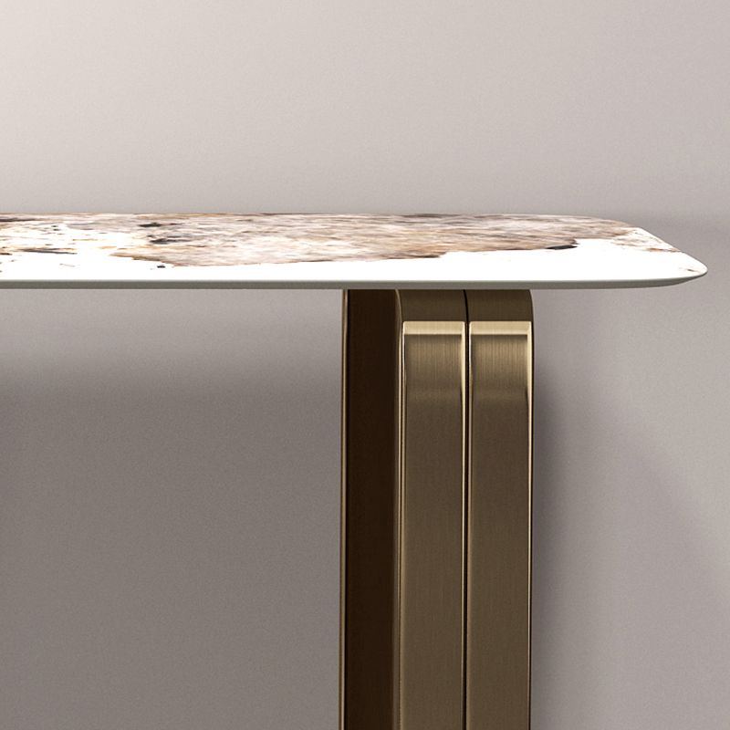Rectangle Shape Contemporary Console Table Stone Sofa Table in Gold for Hall Clearhalo 'Console Tables' 'console_tables' 'Entry & Mudroom Furniture' 'furn' 'furn_console_tables' 'Furniture' 1200x1200_2a0a8927-f53d-410b-9df2-d6c1b6cfa887