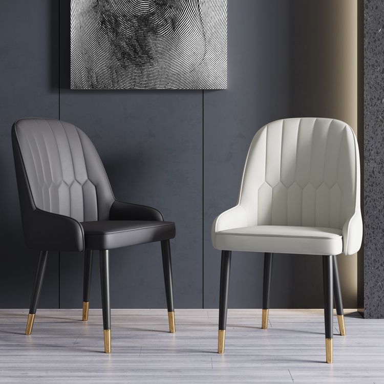 Glam Metal Dining Room Chairs Upholstered Side PU Leather Armchairs for Restaurant Clearhalo ' kitchen&dining_furn' 'Dining Chairs' 'Dining Tables & Seating' 'dining_chair' 'furn' 'furn_dining_chair' 'Furniture' 'furniture_dining_chair' 'Kitchen & Dining Furniture' 'kitchen' 1200x1200_2a0ad341-bca7-4582-b932-eea491c2d8a9