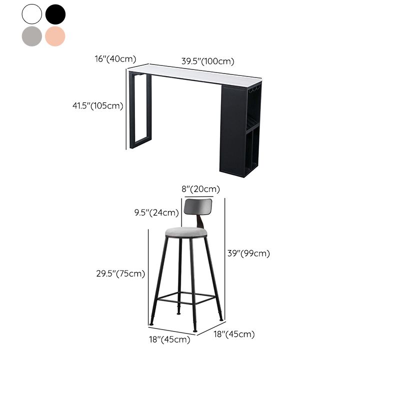 Modern Rectangle Bar Table Set 1/3 Pcs Stone Top Bar Table and Upholstered Stools Clearhalo 'Bar Furniture' 'furn' 'furn_home_bar_bar_sets' 'Furniture' 'Home Bars & Bar Sets' 'home_bar_bar_sets' 'Kitchen & Dining Furniture' 1200x1200_2a0af874-aaea-49de-b8ef-66e706aa3295