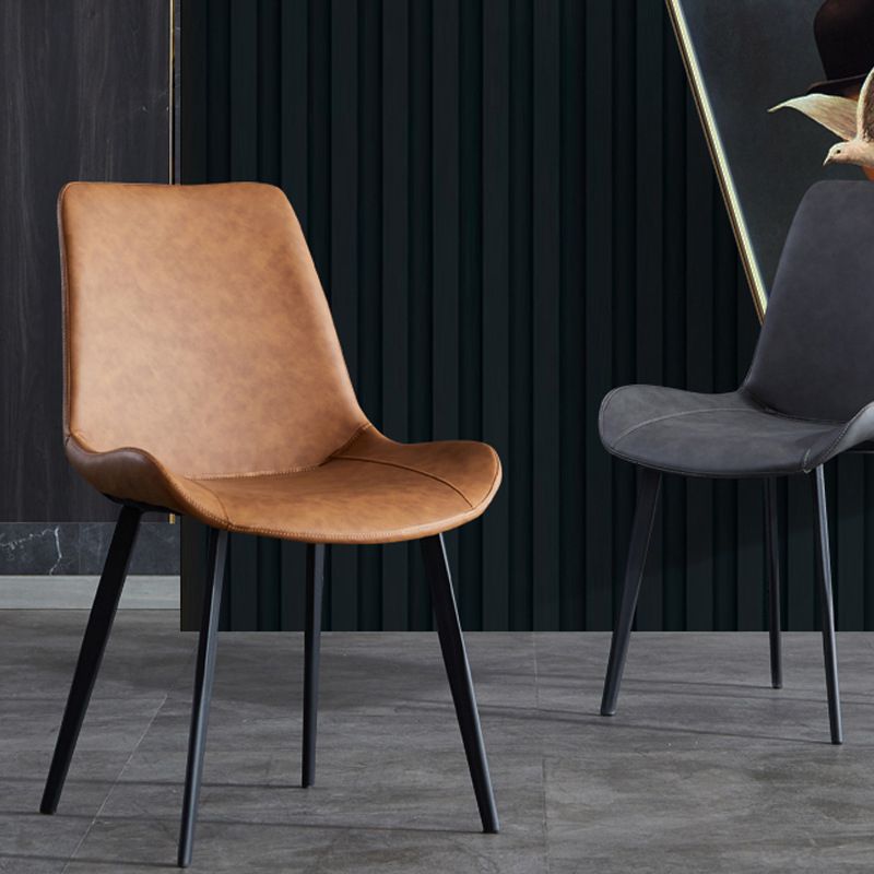 Industrial Style Arm Side Chairs Leather Solid Back Dining Chairs for Kitchen (Set of 4) Clearhalo ' kitchen&dining_furn' 'Dining Chairs' 'Dining Tables & Seating' 'dining_chair' 'furn' 'furn_dining_chair' 'Furniture' 'furniture_dining_chair' 'Kitchen & Dining Furniture' 'kitchen' 1200x1200_2a0c25b2-1ccc-4c28-a516-56417ac2f6c1