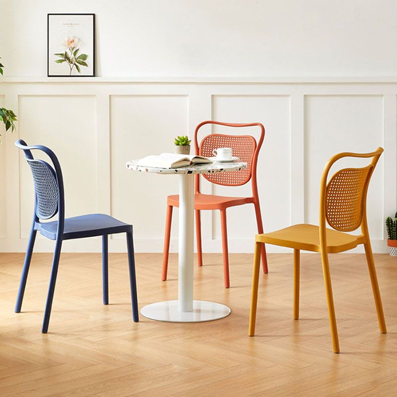Scandinavian Design Plastic Dining Armless Chairs for Home Open Back Side Chair Clearhalo ' kitchen&dining_furn' 'Dining Chairs' 'Dining Tables & Seating' 'dining_chair' 'furn' 'furn_dining_chair' 'Furniture' 'furniture_dining_chair' 'Kitchen & Dining Furniture' 'kitchen' 1200x1200_2a0c6f5b-44c2-4aa4-aacf-8519e660a2ec