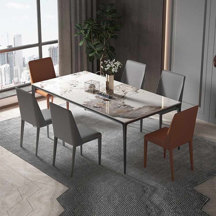 Contemporary Dining Side Chair Leather Brasserie Armless Solid Back Chair Clearhalo ' kitchen&dining_furn' 'Dining Chairs' 'Dining Tables & Seating' 'dining_chair' 'furn' 'furn_dining_chair' 'Furniture' 'furniture_dining_chair' 'Kitchen & Dining Furniture' 'kitchen' 1200x1200_2a0c738e-48cb-4475-a080-31955ed0e136