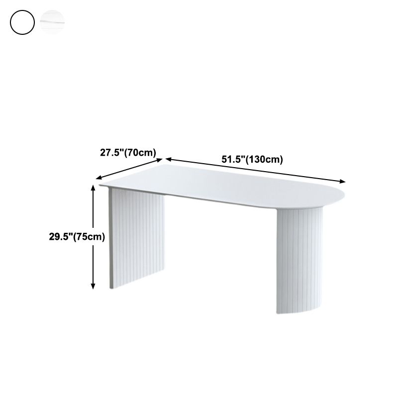 Modern Stone Top Dinette Table Solid Wood Double Pedestal Table in White Clearhalo 'Dining Tables & Seating' 'Dining Tables' 'dining_table' 'furn' 'furn_dining_table' 'Furniture' 'furniture_dining_table' 'Kitchen & Dining Furniture' 'kitchen' 'kitchen_dining_table' 1200x1200_2a0ccdad-7841-4767-8fdf-746fd81e7c3c