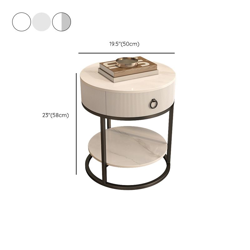 Frame Glam Style Side Table 22.83" Tall Stone Top Side Table with Storage Clearhalo 'Coffee & Accent Tables' 'End & Side Tables' 'end_side_tables' 'furn' 'furn_end_side_tables' 'Furniture' 'Living Room Furniture' 1200x1200_2a128b2e-60c1-423a-bae9-a9d80f408d1d