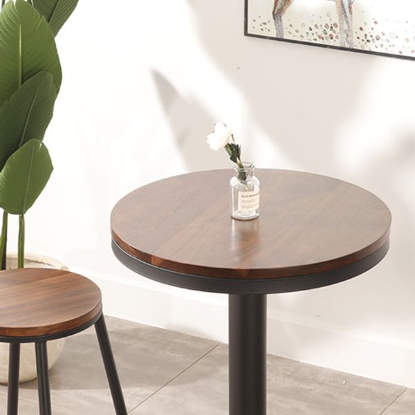 1/3 Pieces Industrial Iron Bistro Set Round Bar Table Set with Pine Wood Top