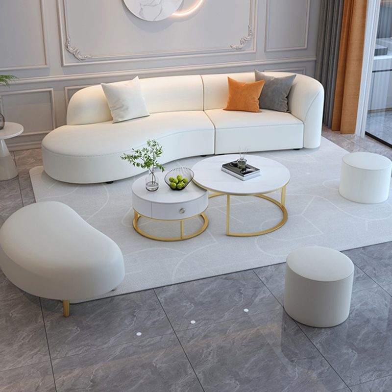Sofá de cojín blanco Sofá Esquina de esquina curva para sala de estar