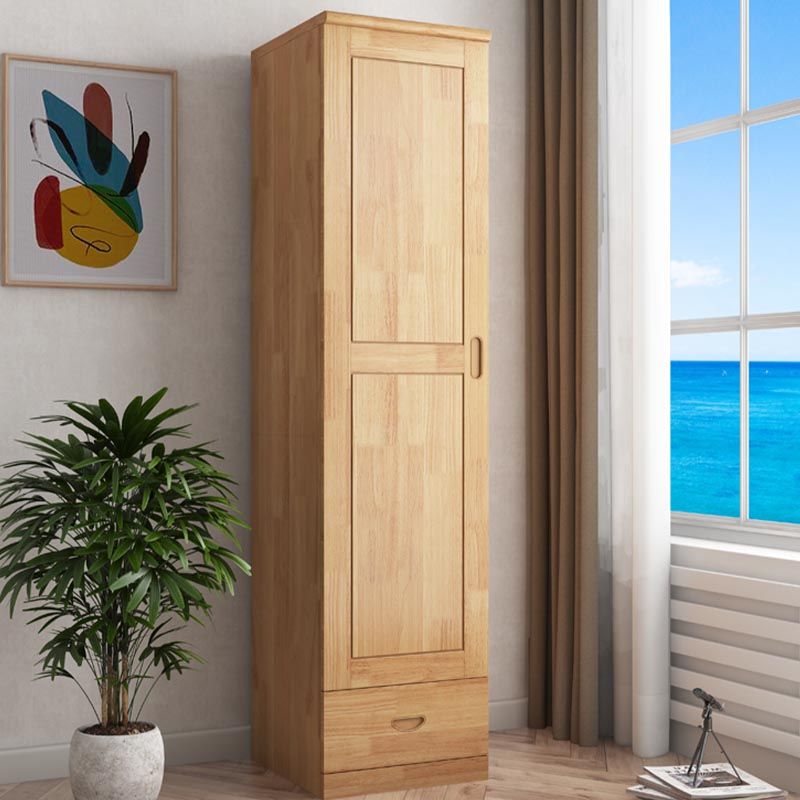 74.8"H Traditional Rubberwood Storage Cabinet with Garment Rod Matte Finish Cabinet Clearhalo 'Armoires & Wardrobes' 'armoires_wardrobes' 'Bedroom Furniture' 'furn' 'furn_armoires_wardrobes' 'Furniture' 1200x1200_2a15ef86-5189-4b37-a113-a3e8d12bba04